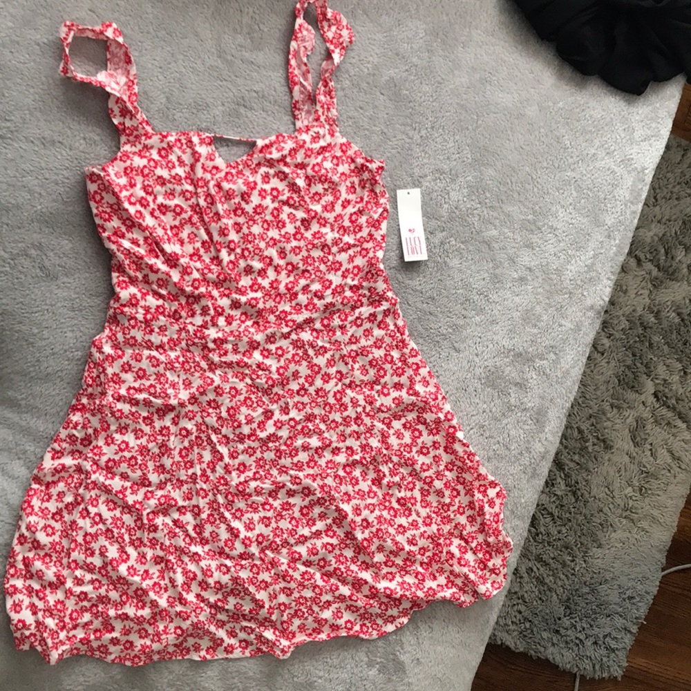 Red floral sun dress